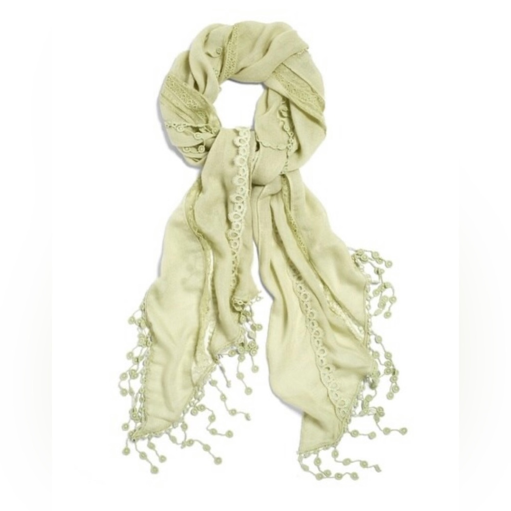 Chico’s Laura Lace Boho Scarf Straight Oblong scarves svelte sage